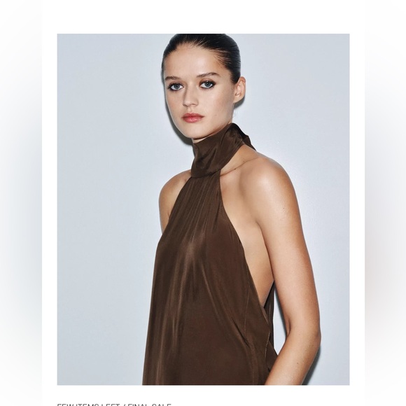 NWT Assymetric brown halter top - Picture 2 of 7